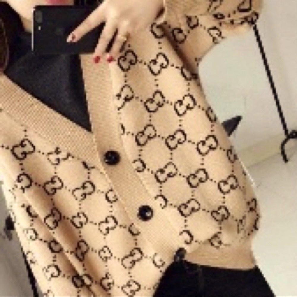 GG inspired cardigan sweater